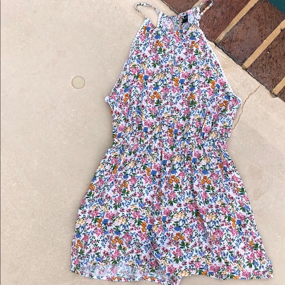 Divided Pants - Floral Print fun romper